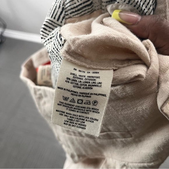 Cartonnier Anthropologie Women Linen Pants 27" Tan Wide Leg Trousers Business‎ - Picture 8 of 9